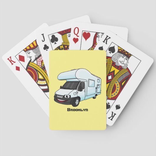 Happy campervan cartoon illustratie pokerkaarten (Achterkant)