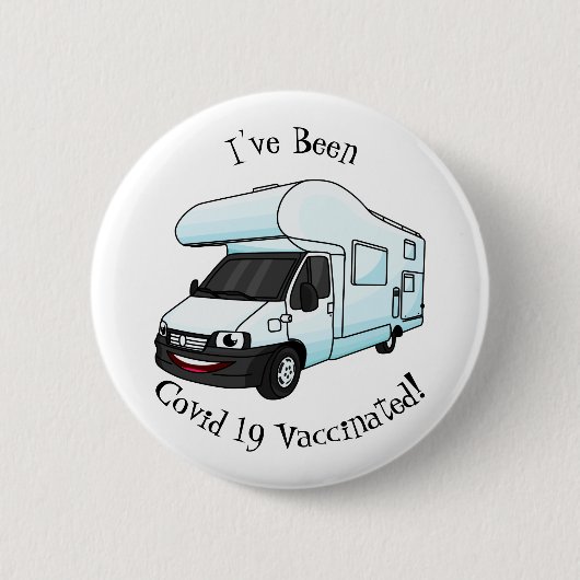Happy campervan cartoon illustratie ronde button 5,7 cm (Voorkant)