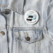 Happy campervan cartoon illustratie ronde button 5,7 cm (In situ)