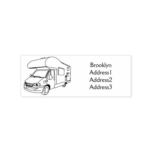 Happy campervan cartoon illustratie rubberstempel (Afrduk)