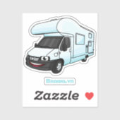 Happy campervan cartoon illustratie sticker (Vel)