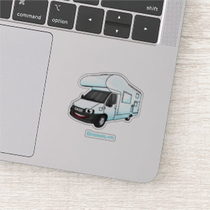 Happy campervan cartoon illustratie sticker