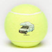 Happy campervan cartoon illustratie tennisballen (Achterkant)