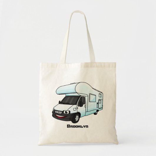 Happy campervan cartoon illustratie tote bag (Voorkant)