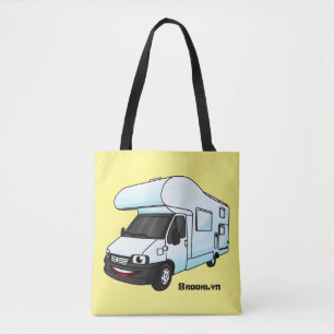Happy campervan cartoon illustratie tote bag