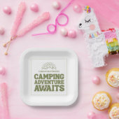 Happy Camping Adventure Awaits Kids Birthday Papieren Bordje (Feest)