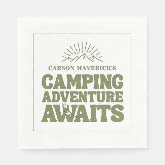 Happy Camping Adventure Awaits Kids Birthday Servet (Voorkant)