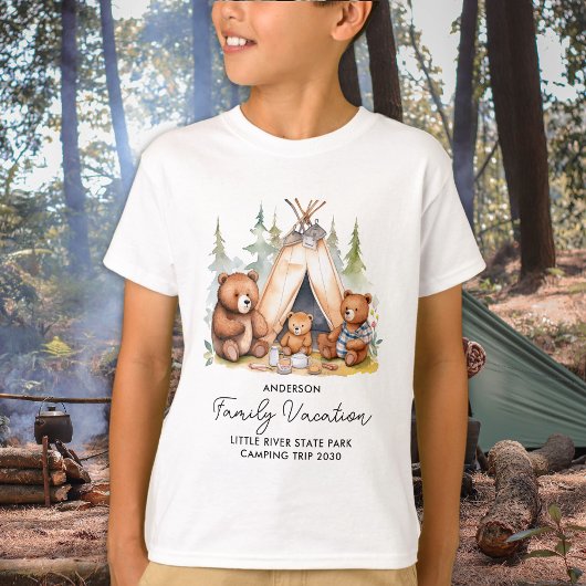 Happy Camping Beren Gepersonaliseerde Familie Vaka T-shirt