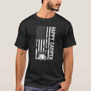 Happy Camping Camper Amerikaanse vlag US Wandelen T-shirt