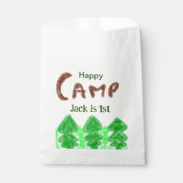 Happy camping camper één verjaardag kinder boomhou bedankzakje