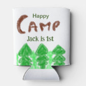 Happy camping camper één verjaardag kinder boomhou blikjeskoeler (Achterkant)