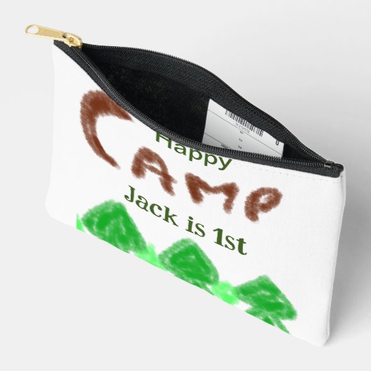 Happy camping camper één verjaardag kinder boomhou etui (Open)