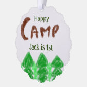 Happy camping camper één verjaardag kinder boomhou ornament kaart (Links)