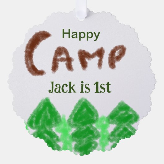Happy camping camper één verjaardag kinder boomhou ornament kaart (Voorkant)