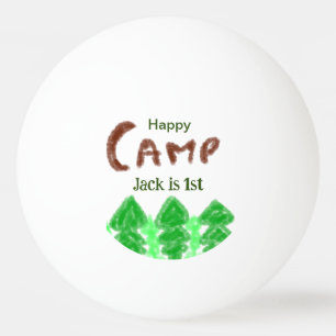 Happy camping camper één verjaardag kinder boomhou pingpongbal