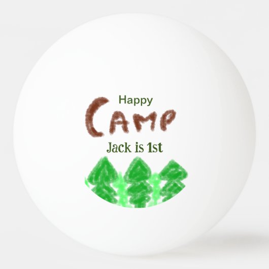 Happy camping camper één verjaardag kinder boomhou pingpongbal (Voorkant)