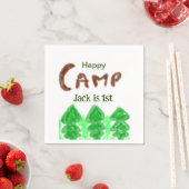 Happy camping camper één verjaardag kinder boomhou servet (Insitu)