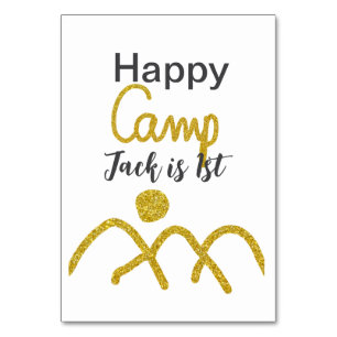 Happy camping camper een verjaardag kinder gouden  kaart