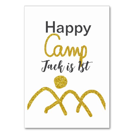 Happy camping camper een verjaardag kinder gouden  kaart (Voorkant)