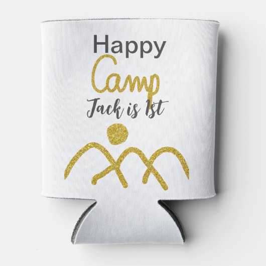 Happy camping camper one birthday kids golden sun blikjeskoeler (Voorkant)