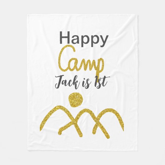 Happy camping camper one birthday kids golden sun fleece deken (Voorkant)