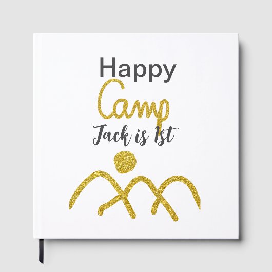 Happy camping camper one birthday kids golden sun gastenboek (Voorkant)