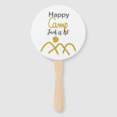 Happy camping camper one birthday kids golden sun handwaaier (Achterkant)