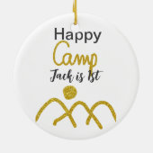 Happy camping camper one birthday kids golden sun keramisch ornament (Achterkant)