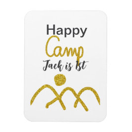Happy camping camper one birthday kids golden sun magneet