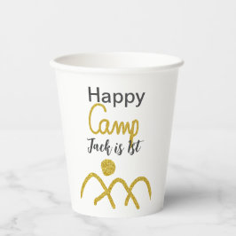 Happy camping camper one birthday kids golden sun papieren bekers