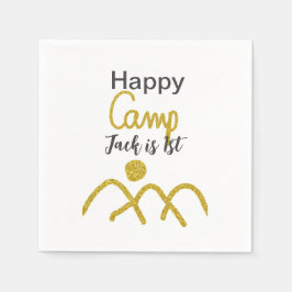 Happy camping camper one birthday kids golden sun servet