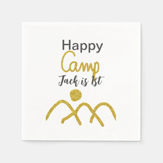 Happy camping camper one birthday kids golden sun servet (Voorkant)