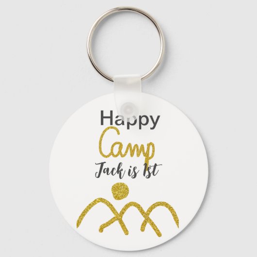 Happy camping camper one birthday kids golden sun sleutelhanger (Voorkant)