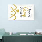 Happy camping camper one birthday kids golden sun spandoek (Beurs)