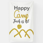 Happy camping camper one birthday kids golden sun spandoek (Verticaal)