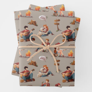 Happy Camping, Wandelen, Natuur en Buitenliefhebbe Inpakpapier Vel