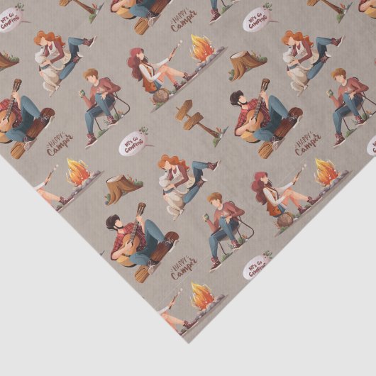 Happy Camping, Wandelen, Natuur en Buitenliefhebbe Tissuepapier (Detail)