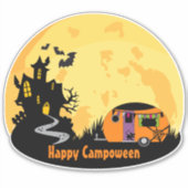 Happy Campoween haunted house trailer rv camper Sticker (Voorkant)