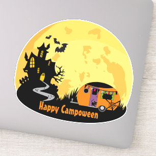 Happy Campoween haunted house trailer rv camper Sticker