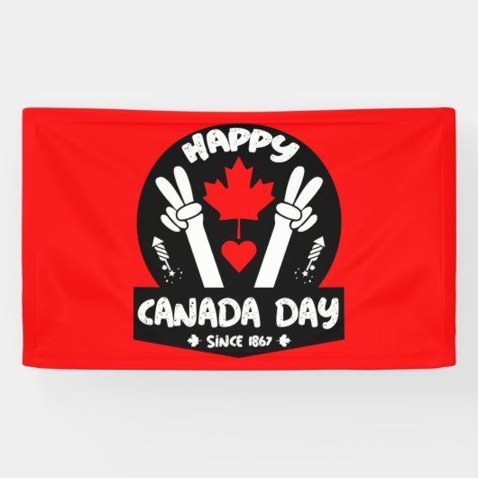 Happy Canada Day 1 juli Spandoek (Horizontaal)