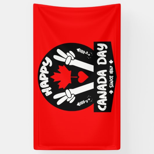 Happy Canada Day 1 juli Spandoek (Verticaal)