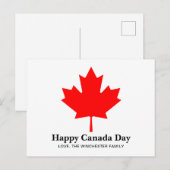 Happy Canada Day aangepaste tekst met rood esdoorn Briefkaart (Voorkant / Achterkant)