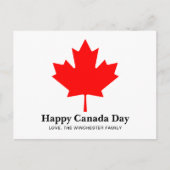Happy Canada Day aangepaste tekst met rood esdoorn Briefkaart (Voorkant)