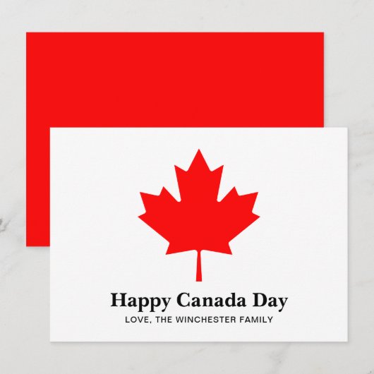 Happy Canada Day aangepaste tekst met rood esdoorn Kaart (Voorkant / Achterkant)