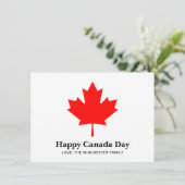 Happy Canada Day aangepaste tekst met rood esdoorn Kaart (Staand voorkant)