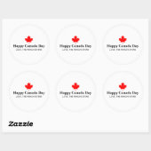 Happy Canada Day aangepaste tekst met rood esdoorn Ronde Sticker (Vel)
