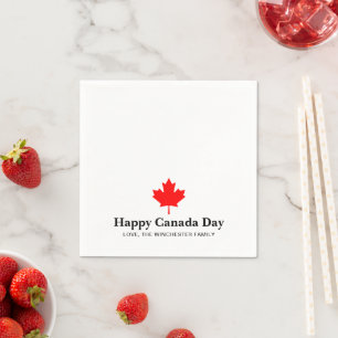 Happy Canada Day aangepaste tekst met rood esdoorn Servet