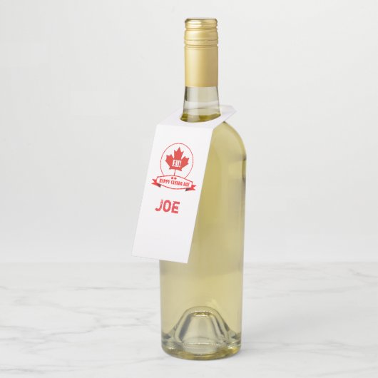 Happy Canada Day Bottle Hanger (Schuin)