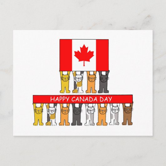 Happy Canada Day Cartoon Cats Briefkaart (Voorkant)