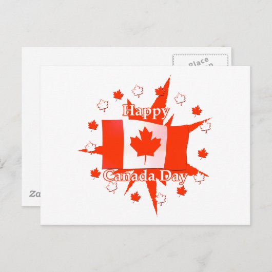 Happy Canada Day Flag Design Briefkaart (Voorkant / Achterkant)
